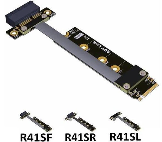 Alt view image 6 of 7 - 8G/bps PCIE x1 pci-e 1x 3.0 TO M.2 NGFF NVMe key M Riser Adapter Card Extension Ribbon Cable M2 key-M 1 Pci-express