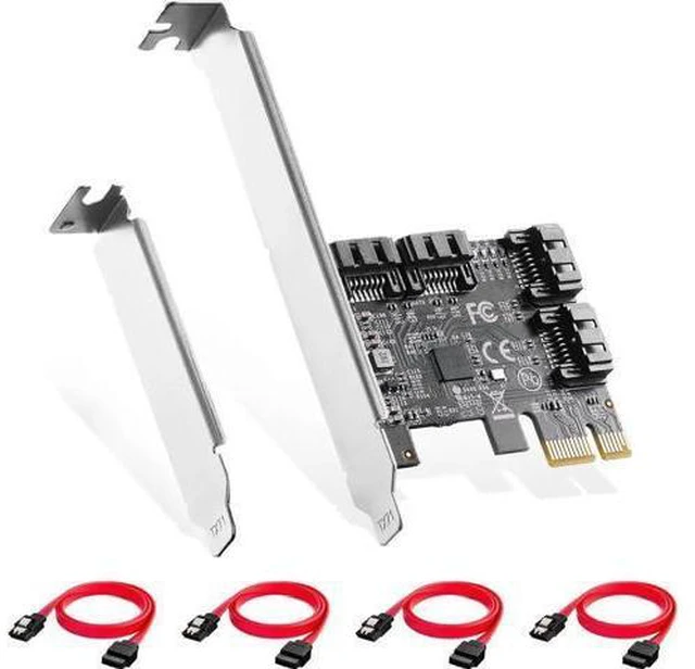 Alt view image 8 of 14 - Aomoproing PCIE X1 to SATA Card 4 Port, 6Gbps SATA 3.0 Controller, Includes 4 SATA Cables and Low Profile Bracket, for Windows 10/11