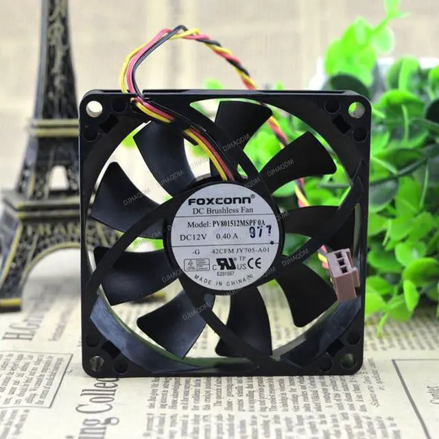 Alt view image 6 of 10 - Compatible for FOXCONN PV801512MSPF 0A 12V 0.40A Vostro 200S 220S 530S 531S 3-Wire Cooling Fan