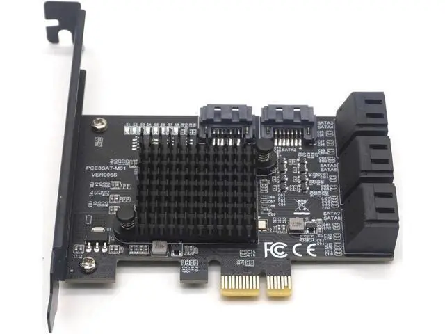 Alt view image 10 of 14 - 8 Ports SATA 3.0 to PCIe Expansion Card PCI Express 8 SATA Adapter 8 Port SATA 3 Converter with Heat Sink 88SE9215 Chip for HDD