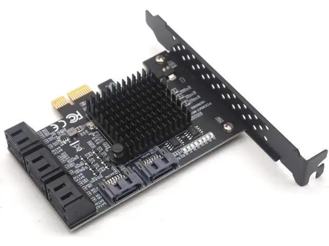 Alt view image 11 of 14 - 8 Ports SATA 3.0 to PCIe Expansion Card PCI Express 8 SATA Adapter 8 Port SATA 3 Converter with Heat Sink 88SE9215 Chip for HDD