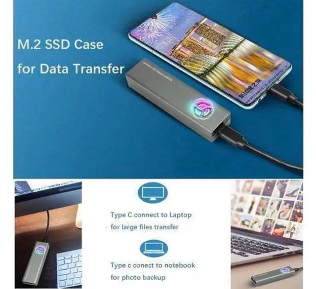 Alt view image 11 of 14 - Dual Protocol M.2 SSD NVMe SATA Case Support M2 NVMe NGFF Sata SSD Hard Drive with Fan For PCIe M Key/B+M Key USB C 10Gbps Box Silver