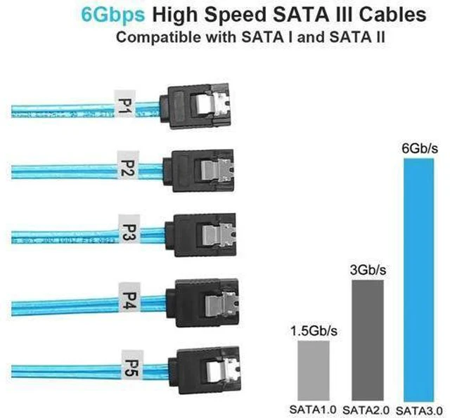 Alt view image 9 of 12 - Aomoproing 5Pack SATA III Cable:8 inch Short-SATA Cable Thin 0.2M, Straight Flexible 6Gb Data with Locking Latch for Hard Drive,SDD, HDD (0.6FT)