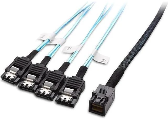 Alt view image 6 of 10 - Aomoproing Internal HD Mini SAS to SATA (SFF-8643 to 4x SATA) Reverse Breakout Cable 3.3 Feet/1mParent