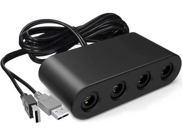 Alt view image 8 of 14 - Gamecube Controller Adapter for Wii u and 4 Port Black Super Smash Bros GameCube Adapter for Wii u PC USB Switch