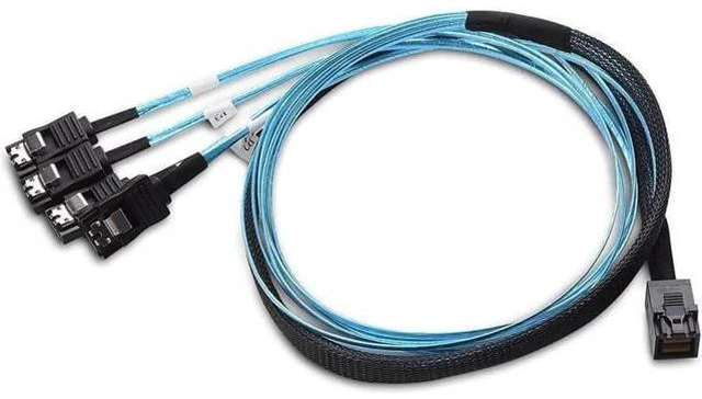 Alt view image 9 of 10 - Aomoproing Internal HD Mini SAS to SATA (SFF-8643 to 4x SATA) Reverse Breakout Cable 3.3 Feet/1mParent