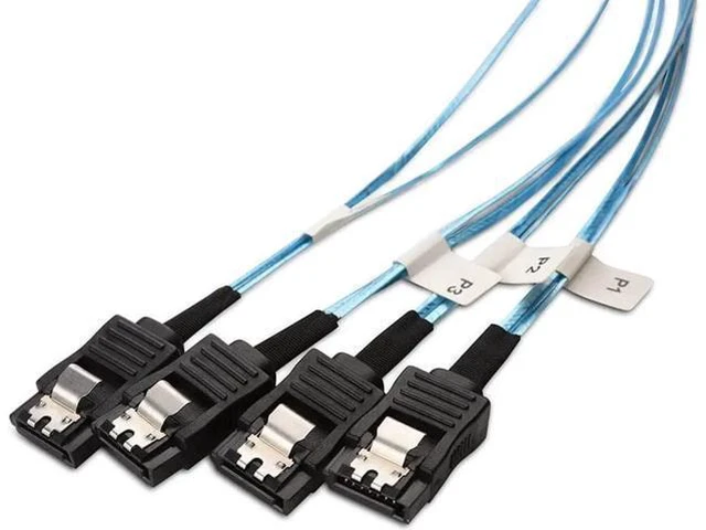 Alt view image 10 of 10 - Aomoproing Internal HD Mini SAS to SATA (SFF-8643 to 4x SATA) Reverse Breakout Cable 3.3 Feet/1mParent