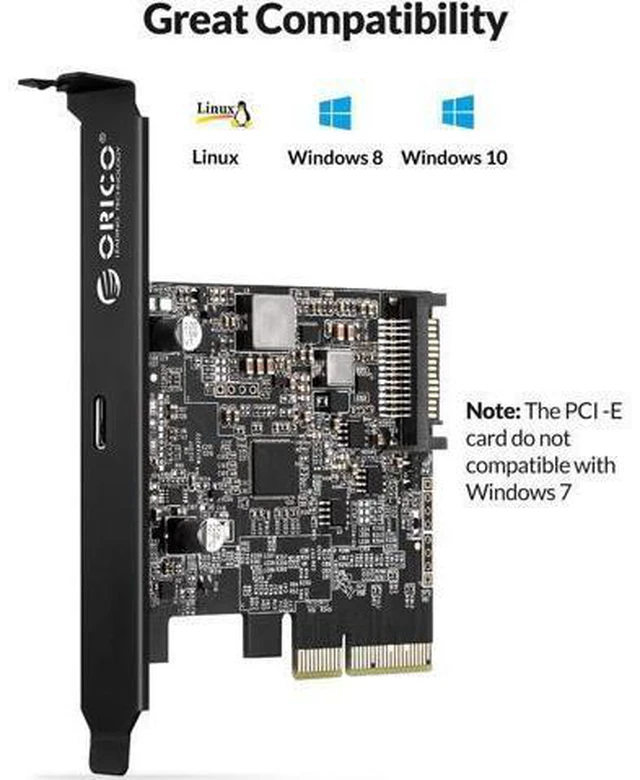 Alt view image 13 of 14 - Type-C USB-C PCI-Express to USB 3.2 20Gbps PCI-E Express Expansion Card Adapter with ASM3242 Chipset for Windows 8/10/Linux