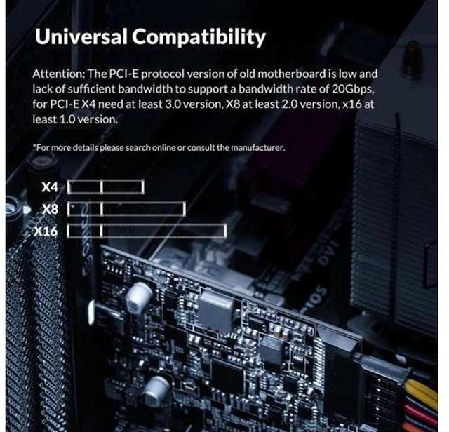 Alt view image 14 of 14 - Type-C USB-C PCI-Express to USB 3.2 20Gbps PCI-E Express Expansion Card Adapter with ASM3242 Chipset for Windows 8/10/Linux