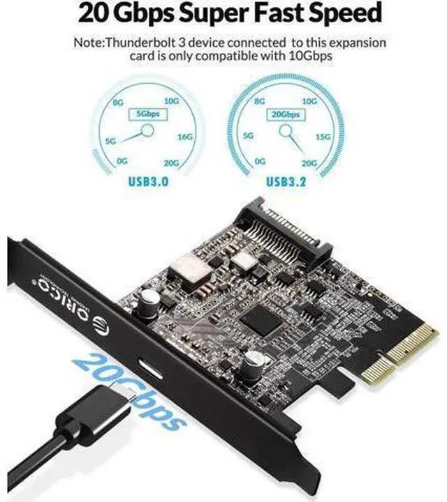 Alt view image 8 of 14 - Type-C USB-C PCI-Express to USB 3.2 20Gbps PCI-E Express Expansion Card Adapter with ASM3242 Chipset for Windows 8/10/Linux