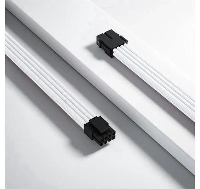 Alt view image 13 of 14 - AOMOPROING Sleeved Cable, White Power Supply Cable Extension Kit, 24PIN ATX, 4+4 PIN EPS, Dual 6+2 PIN PCIE, 6 PIN PCI-E