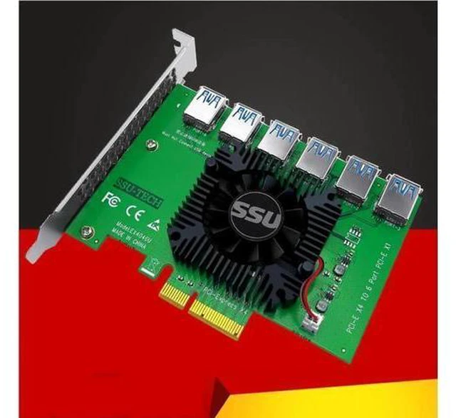 Alt view image 8 of 12 - PCI Express X4 20Gb 1 to 6 Riser Card PCI-E to PCI-E Adapter PCIE Slot 4X to 16X USB 3.0 Riser Extender For Bitcoin Miner Mining