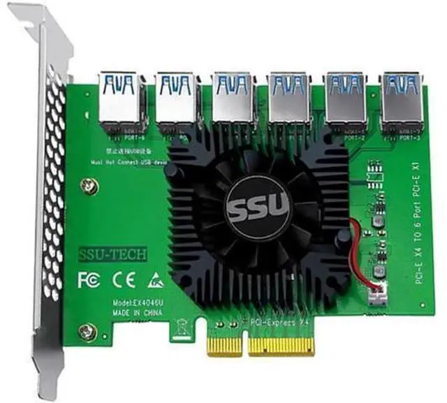 Alt view image 9 of 12 - PCI Express X4 20Gb 1 to 6 Riser Card PCI-E to PCI-E Adapter PCIE Slot 4X to 16X USB 3.0 Riser Extender For Bitcoin Miner Mining