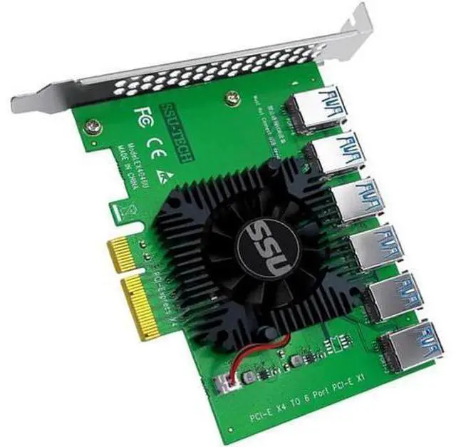 Alt view image 12 of 12 - PCI Express X4 20Gb 1 to 6 Riser Card PCI-E to PCI-E Adapter PCIE Slot 4X to 16X USB 3.0 Riser Extender For Bitcoin Miner Mining