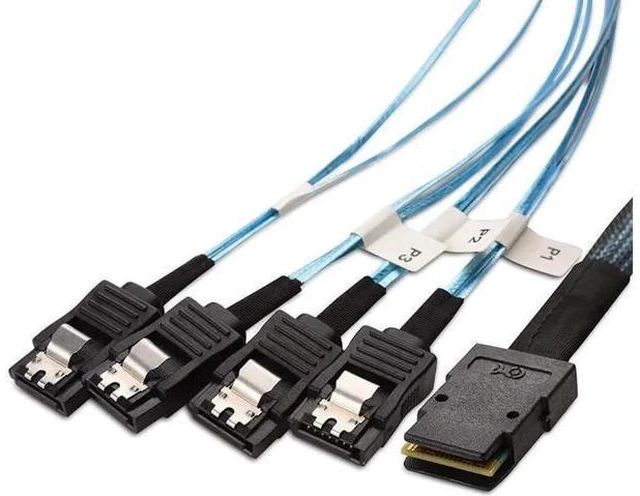 Alt view image 13 of 14 - Aomoproing Internal Mini SAS to SATA Cable (SFF-8087 to SATA Forward Breakout)3.3 Feet