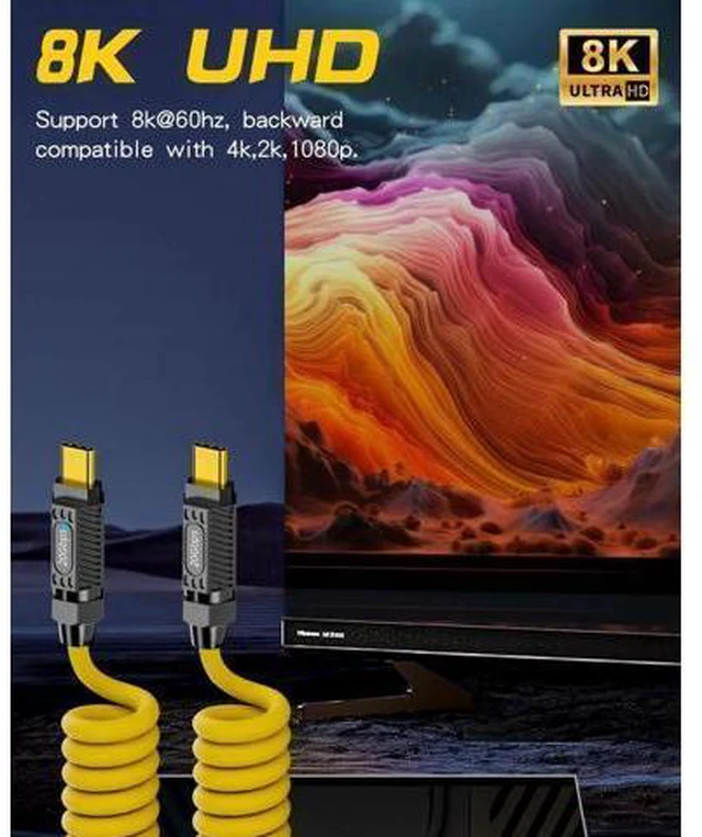 Alt view image 11 of 12 - Aomoproing Coiled USB C to USB C Cable 140W, 20Gbps Spring Coiled USB Type C Charger Cable, 8K@60Hz Video Transfer Type C Fast Charging Cord for iPhone,MacBook,Max Stretched 5ft