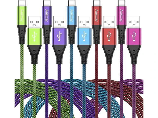 Alt view image 8 of 14 - USB C Cable 10FT 5-Pack Type C Charging Cable, USB A to USB C Charging Nylon Braided Charge Cord for Samsung Galaxy S20 S10 S9, A11 A20, Note 10 9 8, USB Type C Charger