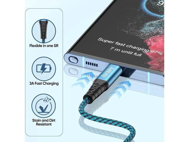 Alt view image 14 of 14 - USB C Cable 10FT 5-Pack Type C Charging Cable, USB A to USB C Charging Nylon Braided Charge Cord for Samsung Galaxy S20 S10 S9, A11 A20, Note 10 9 8, USB Type C Charger