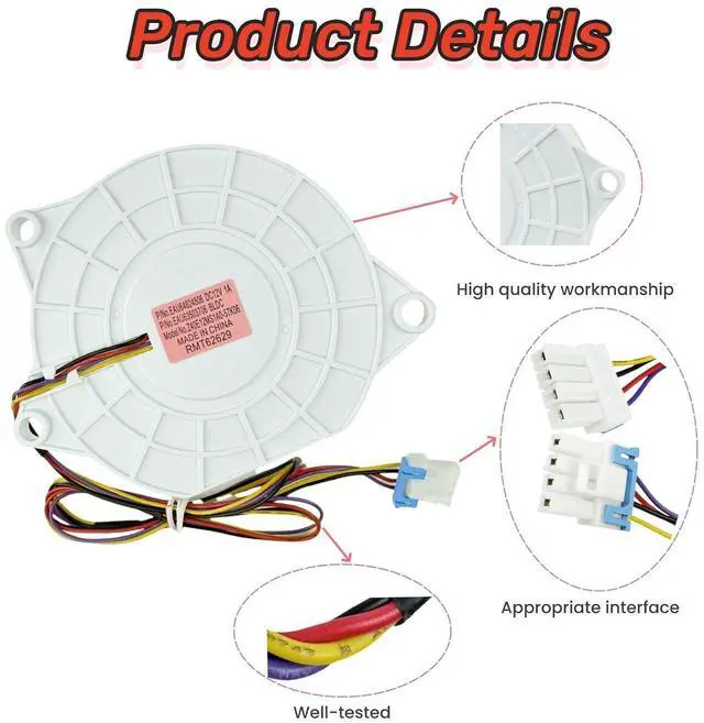 Alt view image 9 of 14 - EAU63503706 (OEM) Refrigerator Evaporator Fan Motor for LG Refrigerator. DC12V 1A Refrigerator Freezer Damper DC Fan Motor, 2-Years Warranty