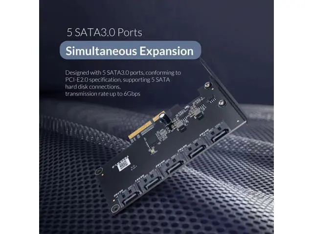 Alt view image 9 of 12 - PCI-E to 5-Port SATA3.0 Expansion Card PCI-E X4 Slot Support 6Gbps PCI-E to SATA Adapter