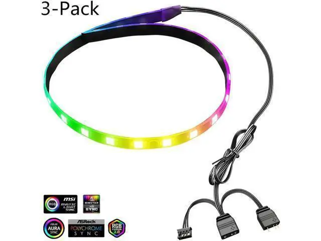 Alt view image 8 of 14 - 5V ARGB Chassis Light Strip Small 4Pin PC Case LED Light Bar SATA 3PIN Desktop Computer RGB Lamp Decoration