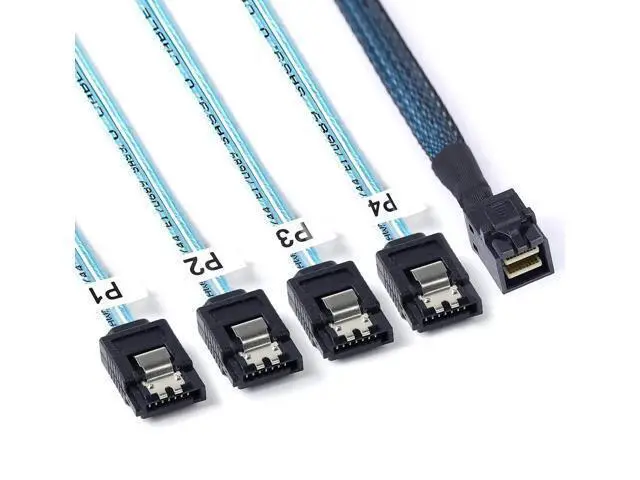 Alt view image 6 of 10 - Aomoproing 2Pack SFF-8643 to SATA: 1M SFF8643 Mini-SAS to SATA Forward Breakout Cable Mini SAS HD SFF8643 Controller to Hard Drive (3.3FT)