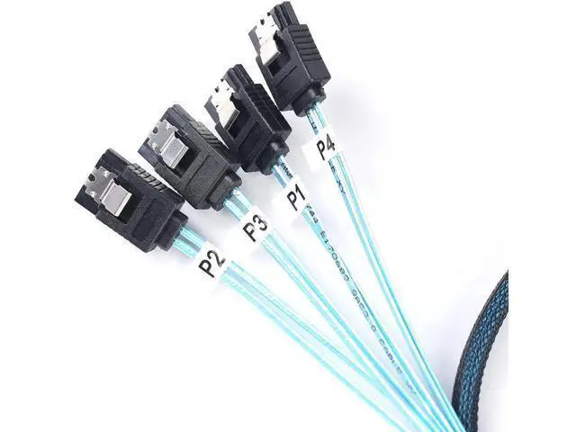 Alt view image 7 of 10 - Aomoproing 2Pack SFF-8643 to SATA: 1M SFF8643 Mini-SAS to SATA Forward Breakout Cable Mini SAS HD SFF8643 Controller to Hard Drive (3.3FT)