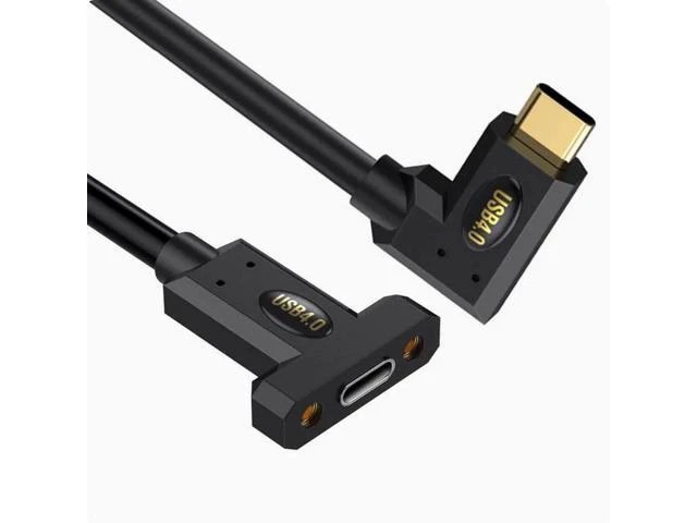 Alt view image 3 of 4 - USB4 :TYPE-C male side bend turn Type-C female ear screws fixed panel extension cable 8K60HZ Lightning Multi-function 240W
