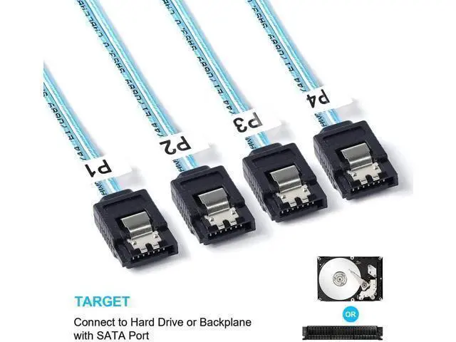 Alt view image 8 of 10 - Aomoproing 2Pack SFF-8643 to SATA: 1M SFF8643 Mini-SAS to SATA Forward Breakout Cable Mini SAS HD SFF8643 Controller to Hard Drive (3.3FT)