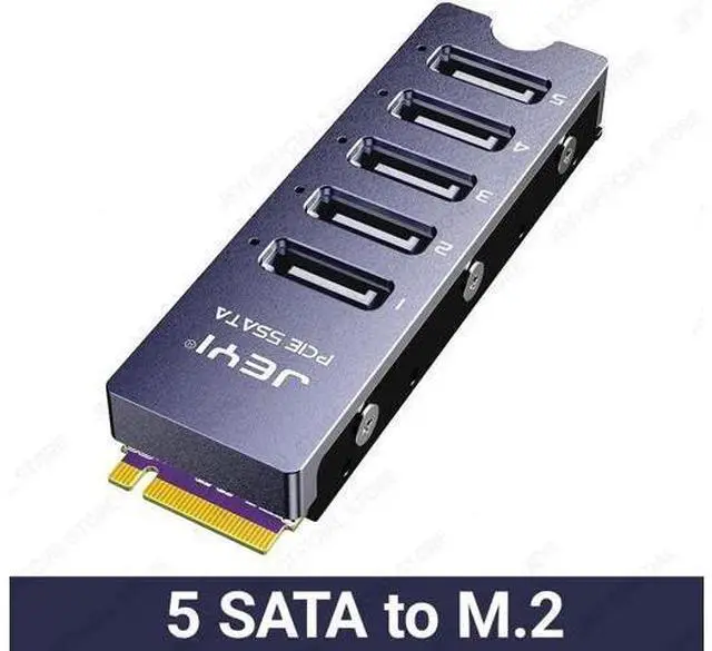 Alt view image 7 of 12 - NVMe M.2 to 5 Sata Adapter, Internal 5 Port Non-RAID SATA III 6GB/s NVMe Adapter Card for Desktop PC Support SSD and HDD