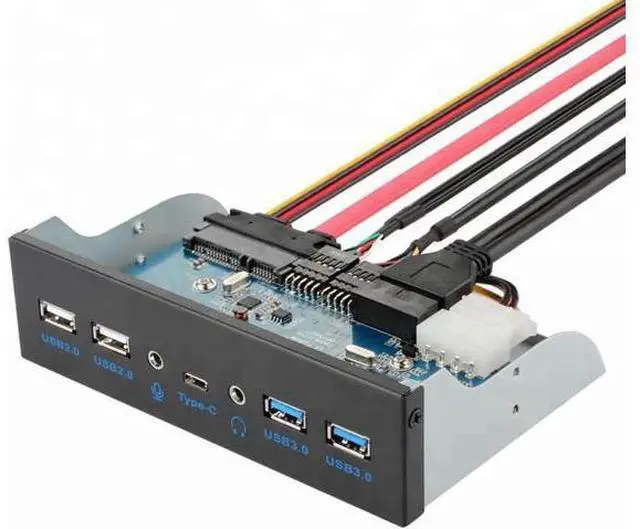 Alt view image 10 of 14 - 5.25 Inch USB 3.0 2.0 USB Type C HD Audio Port Front Panel Aluminum USB Type-C