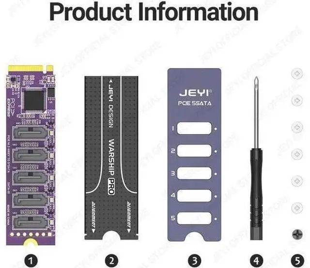 Alt view image 9 of 12 - NVMe M.2 to 5 Sata Adapter, Internal 5 Port Non-RAID SATA III 6GB/s NVMe Adapter Card for Desktop PC Support SSD and HDD