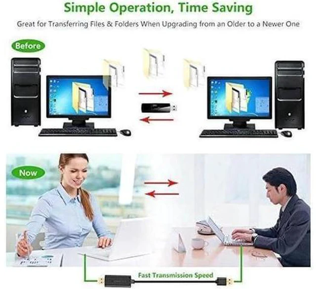 Alt view image 8 of 8 - Aomoproing UGREEN USB Data Transfer Cable USB 2.0 Transfer Data Easy Link Cable for Windows Mac Data transferring from PC to PC Black 2m