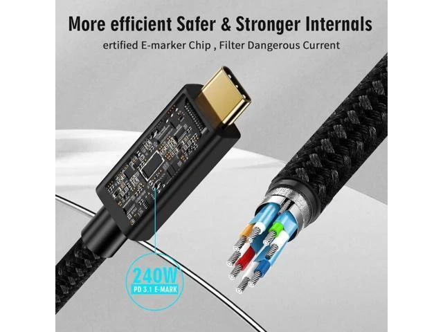 Alt view image 9 of 14 - Aomoproing USB 4 Extension 1M Super High Speed 80Gbps Thunderbolt 5 Data Cable 240W Quick Charging 16K Ultra HD Video Connection USB Type-C Cable
