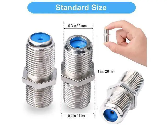 Alt view image 8 of 12 - Aomoproing F81 Coaxial Cable Connector 3GHz F-Type RG6 Cable Extension Adapter (Pack of 10, Silver)
