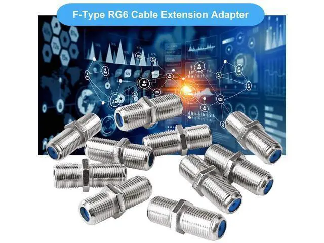 Alt view image 10 of 12 - Aomoproing F81 Coaxial Cable Connector 3GHz F-Type RG6 Cable Extension Adapter (Pack of 10, Silver)