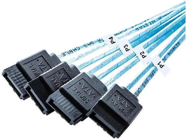 Alt view image 13 of 14 - Mini SAS HD SFF 8644 To SATA Cable 180 degree 4 port 7Pin, Mini SAS HD SFF-8644 to 4 SATA 7pin 12GB for Hard Disk Data Server
