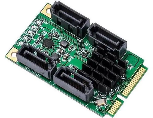 Alt view image 7 of 12 - Mini PCI-E SATA 4 Port SATA III 6G Mini PCI Express Marvel 88SE9215 Controller Card SATA3.0 Mini PCI Express SSD Adapter Card