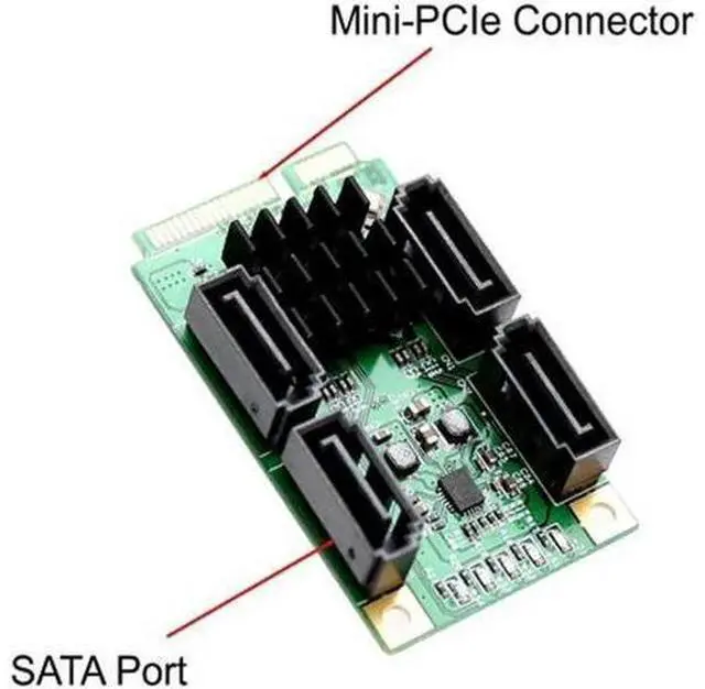 Alt view image 9 of 12 - Mini PCI-E SATA 4 Port SATA III 6G Mini PCI Express Marvel 88SE9215 Controller Card SATA3.0 Mini PCI Express SSD Adapter Card