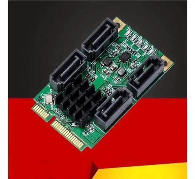 Alt view image 10 of 12 - Mini PCI-E SATA 4 Port SATA III 6G Mini PCI Express Marvel 88SE9215 Controller Card SATA3.0 Mini PCI Express SSD Adapter Card