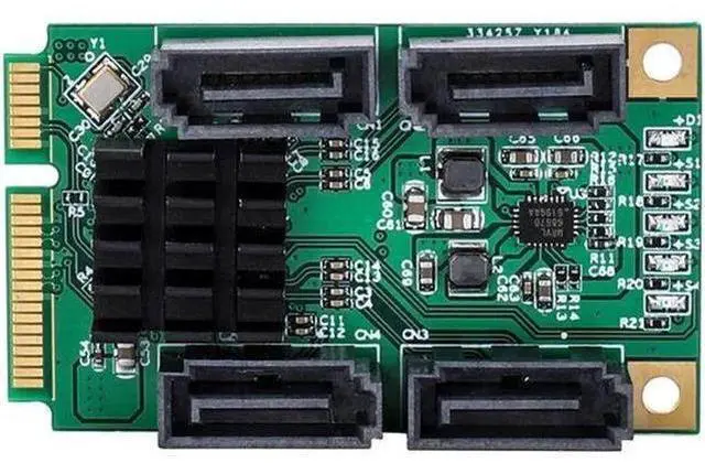 Alt view image 12 of 12 - Mini PCI-E SATA 4 Port SATA III 6G Mini PCI Express Marvel 88SE9215 Controller Card SATA3.0 Mini PCI Express SSD Adapter Card