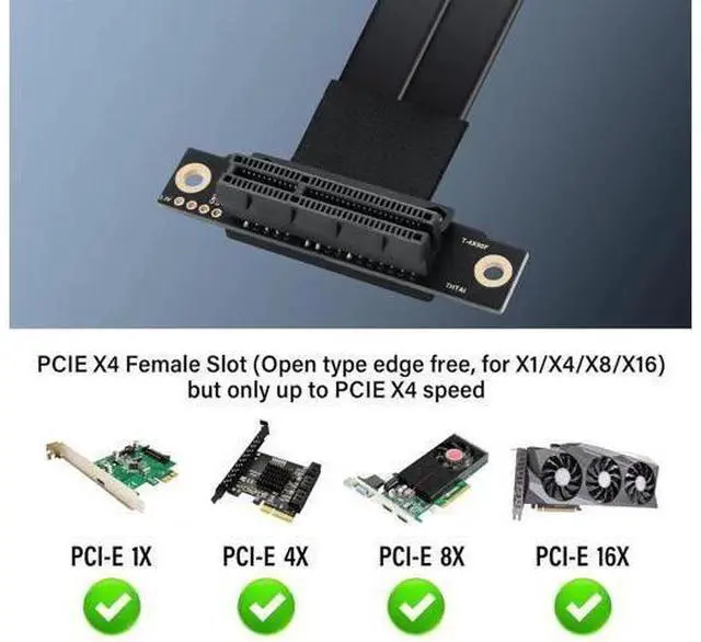 Alt view image 10 of 14 - PCIe 3.0 X4 Extension Cable 90 Degree PCI-E 4X Male to Female Riser Cable 20CM (90 Degree)