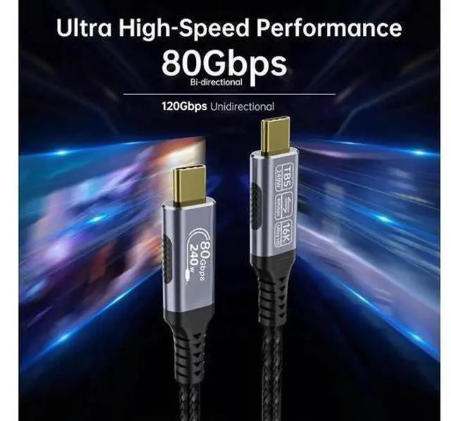 Alt view image 12 of 14 - high speed usb c cable Compatible with Thunderbolt 5,Thunderbolt 4/3,80 Gbps Data Transfer,USB 5 Cable 3.3ft, Supports 16K/Dual8K usbc video cable, 240W/100W Charging usb-c usb-c monitor cable