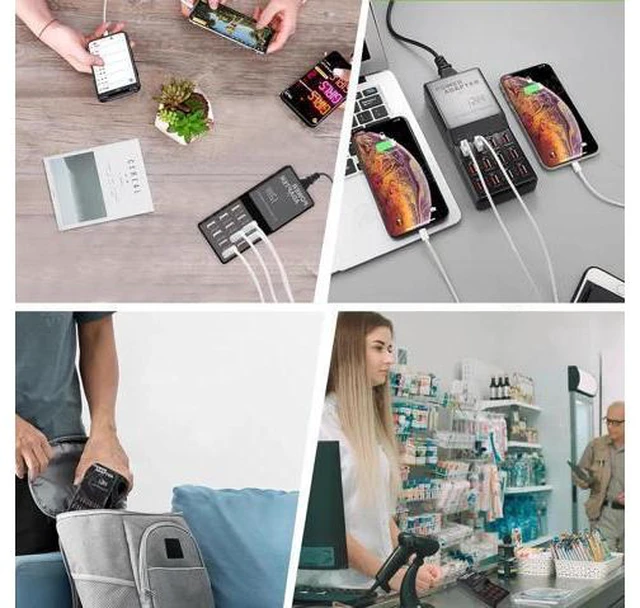Alt view image 9 of 12 - Multi Port USB Charging Station, 60W 12 Ports USB Charging Station, USB Fast Charging 12 Ports for Multiple Devices Cell Phones Tablets Smartwatches Headphones Speakers (Black)