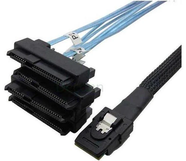 Alt view image 13 of 14 - Aomoproing 36P Mini SAS SFF-8087 Host to 4 SFF-8482 Target SAS Hard Disk and SATA Cable 3.3ft/1m