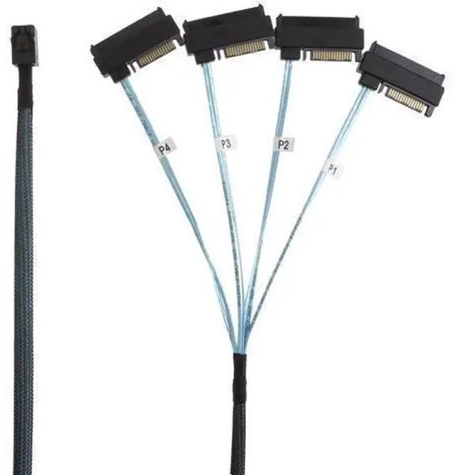 Alt view image 6 of 8 - 1M/3.3FT Internal Mini SAS HD Breakout Cable, SFF-8643 Host to Four SFF-8482 29Pin Target with SAS 15Pin Power Port Server Storage Cable