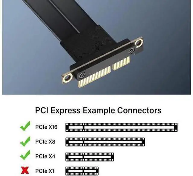 Alt view image 11 of 14 - PCIe 3.0 X4 Extension Cable 90 Degree PCI-E 4X Male to Female Riser Cable 20CM (90 Degree)