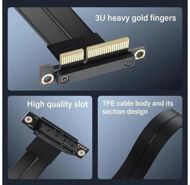 Alt view image 14 of 14 - PCIe 3.0 X4 Extension Cable 90 Degree PCI-E 4X Male to Female Riser Cable 20CM (90 Degree)