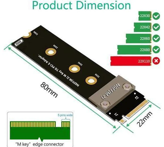 Alt view image 12 of 14 - Riser PCIe x4 3.0 PCI-E 4x To M.2 NGFF NVMe M Key 2280 Riser Card Gen3.0 Cable Extender M2 PCI Express Extension Cable 32G/bps
