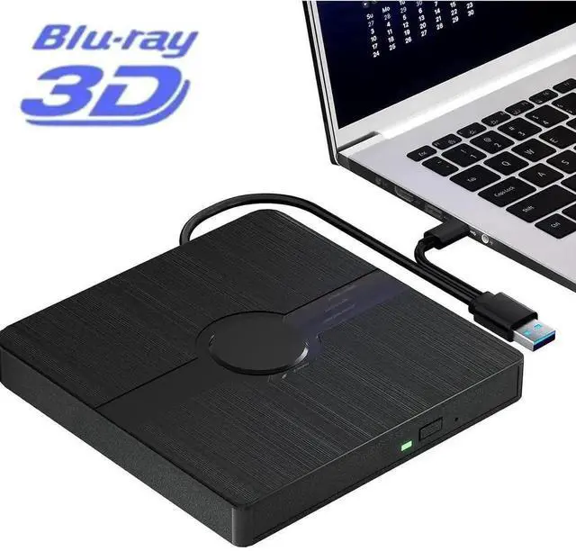 Alt view image 8 of 14 - External Blu Ray Drive, BD Player with Read/Write Capability Portable Blu-ray Player with USB 3.0 Type-C CD/DVD Burner 3D Blu-ray Drive Compatible with Win10 and Mac OS, Drive Blu Ray Player